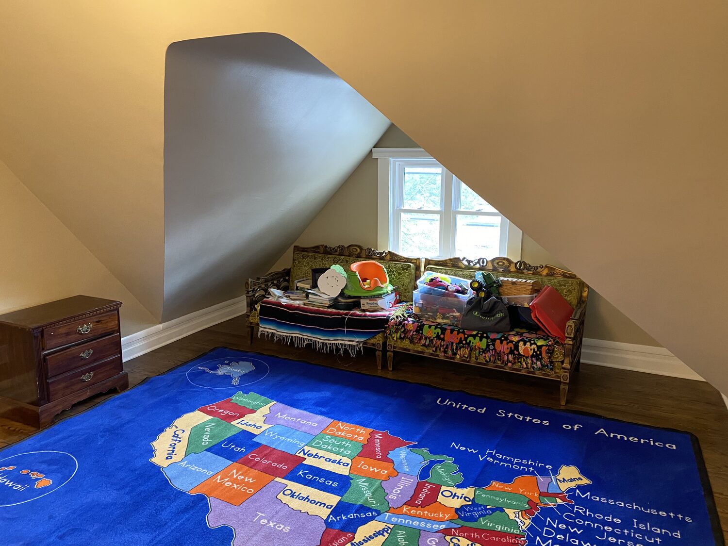 Finished children's room in warm gray